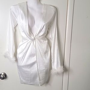 Satin white mini dress